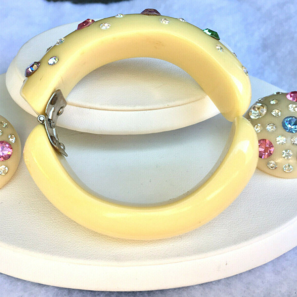 SOLD Weiss rhinestone clamper bracelet earrings - Picture 3 of 8